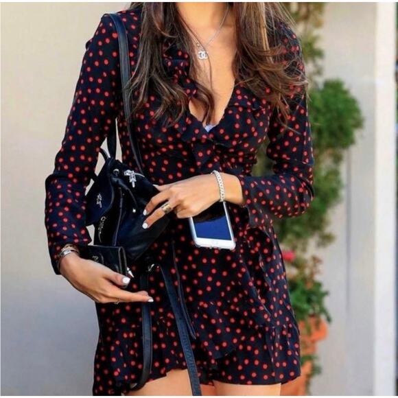 Réalisation Par Silk Italia Alexandra Polka Dot Wrap Dress – Size Small - Picture 3 of 15